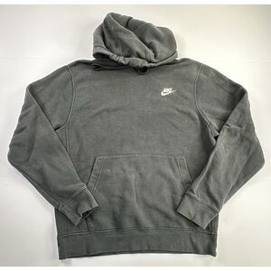 Nike Sweater Mens Adult Small Black Hoodie Swoosh Logo Pocket Sweatshirt‎